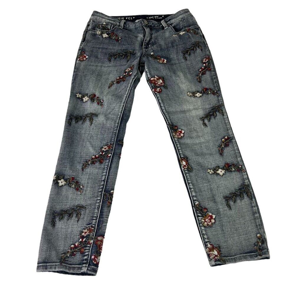 Laurie Felt Jeans Womens 4 Vintage Blue Classic Denim Embroidered Slim Leg Jean